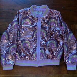 H&M Pink Sequin Bomber Jacket